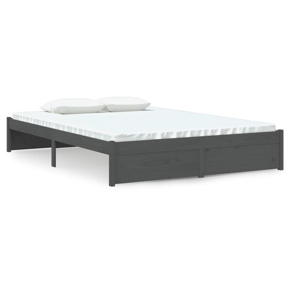vidaXL Bedframe massief hout grijs 140x200 cm