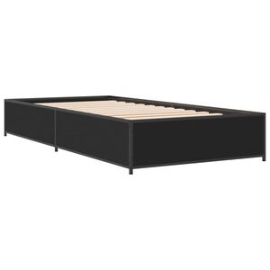 vidaXL Bedframe bewerkt hout en metaal zwart 90x190 cm