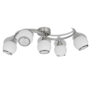 vidaXL Plafondlamp met glazen kappen + golvende rail