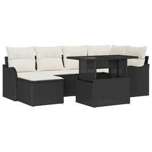 vidaXL Tuin Sofa Set 7 st Zwart Poly riet