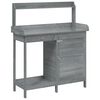 vidaXL Oppottafel met kast 110,5x45x124,5 cm massief vurenhout grijs