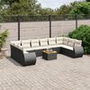 vidaXL 11-delige Loungeset met kussens poly rattan zwart