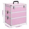 vidaXL Make-up koffer 37x24x40 cm aluminium roze