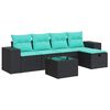 vidaXL 6-delige Loungeset met kussens poly rattan zwart