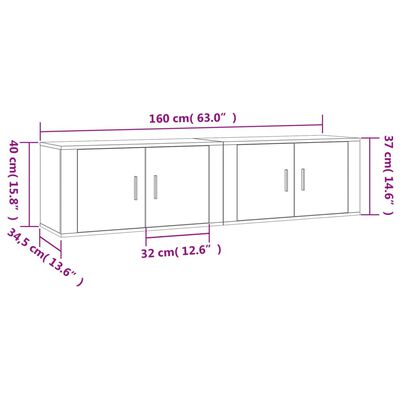 vidaXL Tv-wandmeubels 2 st 80x34,5x40 cm betongrijs