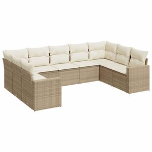 vidaXL 9-delige Loungeset met kussens poly rattan beige