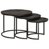 vidaXL Nest Koffietafels 3 pcs Zwart Massief mangohout en staal
