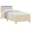 vidaXL LED Box Spring Bed met matras met LED Cr&egrave;me 90 x 190 cm Stof