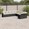 vidaXL 10-delige Loungeset met kussens poly rattan zwart