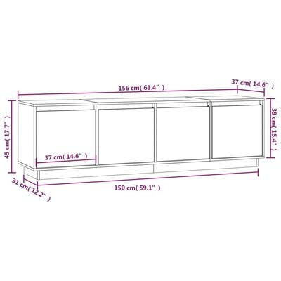 vidaXL Tv-meubel 156x37x45 cm massief grenenhout grijs