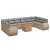 vidaXL 11-delige Tuinset met kussens poly rattan beige