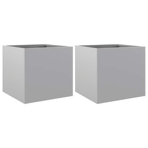 vidaXL Plantenbakken 2 st 32x30x29 cm gegalvaniseerd staal zilverkleur