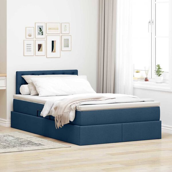 vidaXL Opbergbed met matras met matras Blauw 120 x 200 cm Bewerkt hout