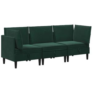 vidaXL Woonkamer Meubelset 3 st Donkergroen Fluweel