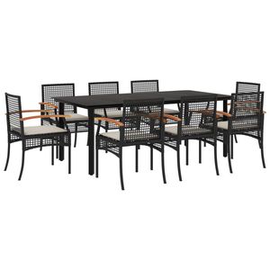 vidaXL 9-delige Tuinset poly rattan zwart