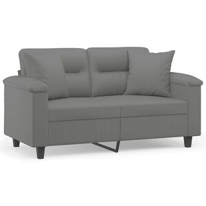 vidaXL Tweezitsbank met kussens 120 cm microvezelstof donkergrijs