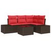 vidaXL Tuin Sofa Set met kussen 5 pcs Bruin poly rattan