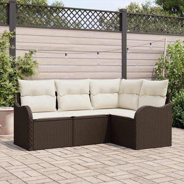 vidaXL Tuin Sofa Set met opslag 4 pcs Bruin poly rattan