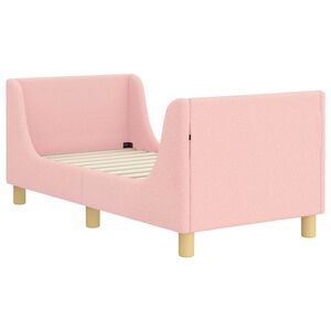 vidaXL Peuterbedframe met hoofdbord Roze 70 x 140 cm Boucl&eacute;