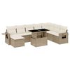 vidaXL 9-delige Loungeset met kussens poly rattan beige