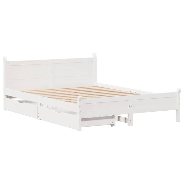 vidaXL Bedframe zonder matras massief grenenhout wit 120x190 cm