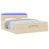 vidaXL Ottoman bed met matrassen en LED's 200x200cm stof cr&egrave;mekleurig