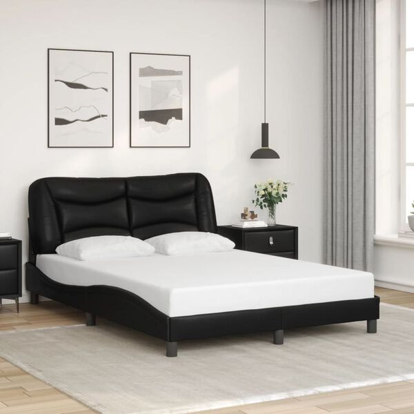 vidaXL Bedframe met LED zonder matras "Hvar" zwart 140x190 cm