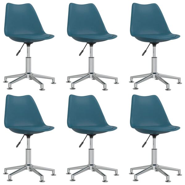 vidaXL Eetkamerstoelen draaibaar 6 st kunstleer turquoise