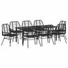 vidaXL Tuin eettafelset 9 pcs Zwart poly rattan