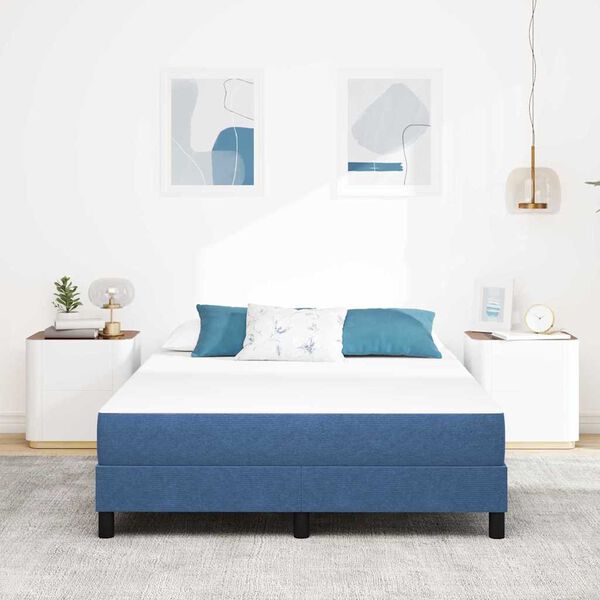 vidaXL Bedmatras met matras Blauw 160 x 200 cm Stof