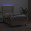 vidaXL Boxspring met matras en LED kunstleer cappuccinokleur 90x200 cm