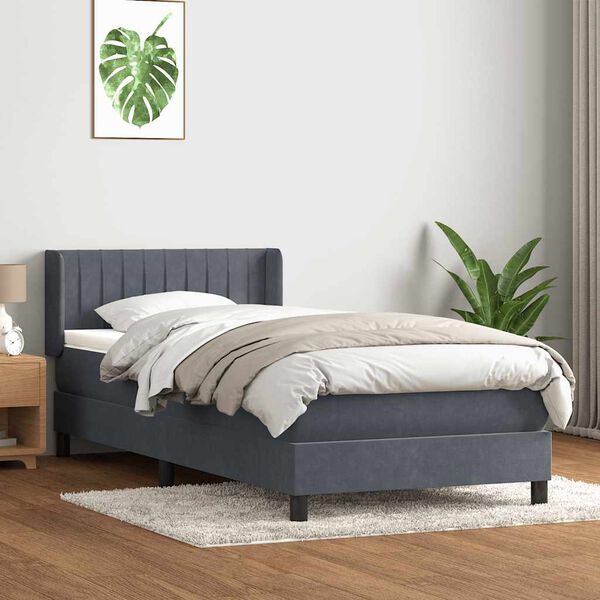 vidaXL Boxspring met matras fluweel donkergrijs 80x210 cm