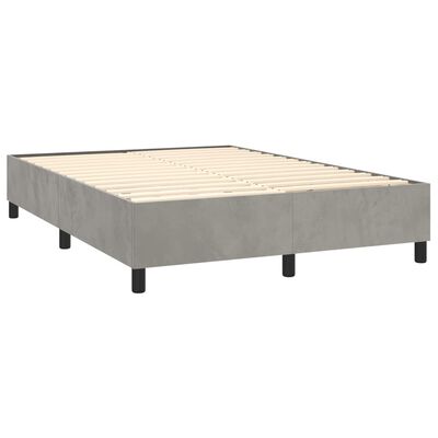 vidaXL Boxspring met matras fluweel lichtgrijs 140x200 cm