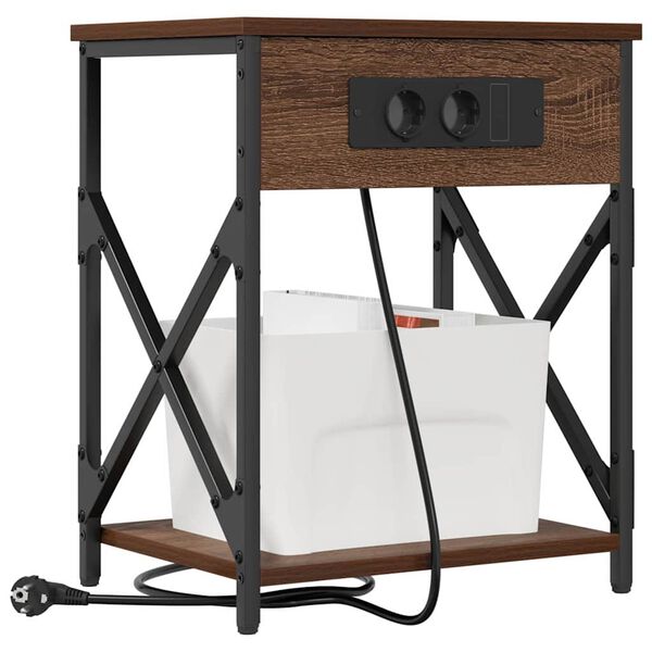 vidaXL Nachtkastje Bruin Eiken 41 x 31 x 51 cm Bewerkt hout