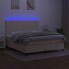 vidaXL Boxspring met matras en LED stof cr&egrave;mekleurig 160x200 cm