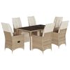 vidaXL 7-delige Bistroset met kussens poly rattan beige