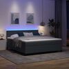 vidaXL LED Box Spring Bed Donkergrijs en Wit 180 x 200 cm Katoen Stof