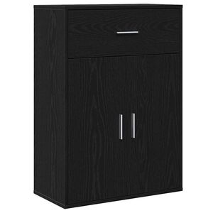 vidaXL Dressoir met lade Zwart Eiken 60 x 30 x 84 cm Bewerkt hout