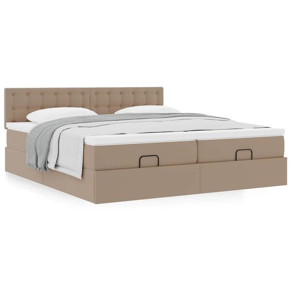 vidaXL Ottoman bed met matrassen 160x200cm kunstleer cappuccinokleurig