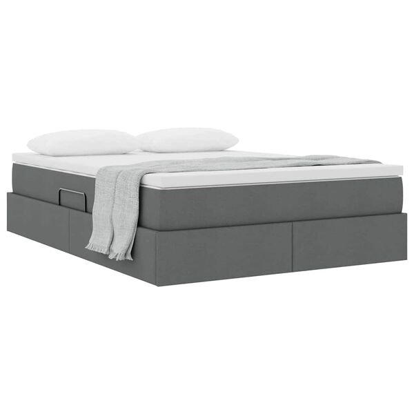 vidaXL Opslag bed met matras Donkergrijs 140 x 190 cm Polyester
