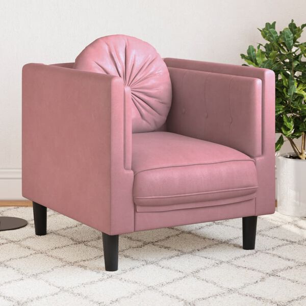 vidaXL Fauteuil met kussen fluweel roze