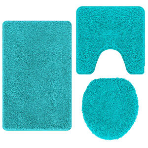 vidaXL Antislip Badmat Set 3 st Turquoise 50 x 80 cm PP