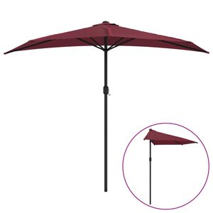 vidaXL Balkonparasol half aluminium paal 270x144x222 cm bordeauxrood
