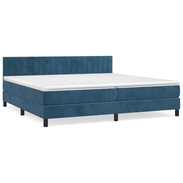 vidaXL Boxspring met matras fluweel donkerblauw 200x200 cm