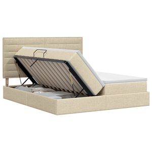 vidaXL Opslag bed met hoofdeinde Cr&egrave;mekleurig 180 x 200 cm Stof