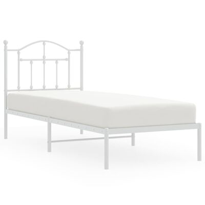 vidaXL Bedframe met hoofdbord metaal wit 90x200 cm