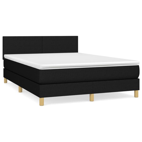 vidaXL Boxspring met matras stof zwart 140x190 cm