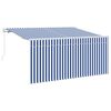 vidaXL Uitschuifbare luifel Blauw en Wit 300 x 200 cm