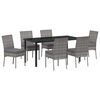 vidaXL Tuin eettafelset 7 st Grijs Gepoedercoat staal