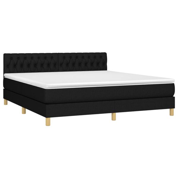 vidaXL Boxspring met matras en LED stof zwart 180x200 cm